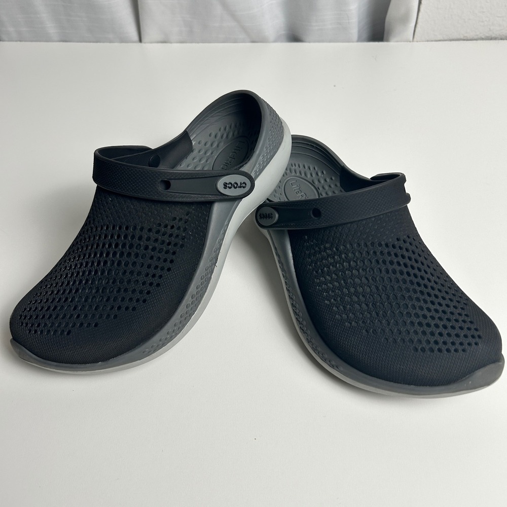 Crocs LiteRide Clog Black Slate Grey Men 5 Women 7 Comfort Slip On Shoes
